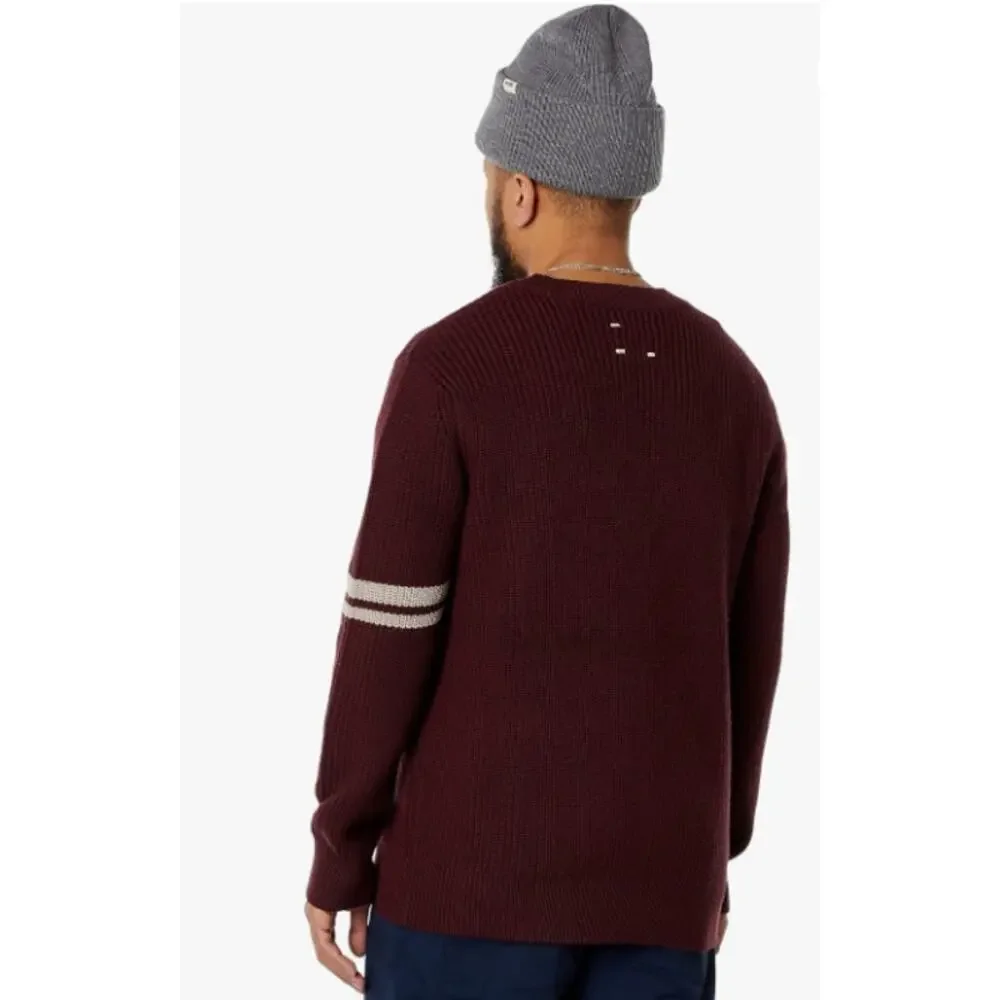 LABEL Men's Go-To Sweater Small Burgundy Red Putty Knit Crewneck Long Sleeve NWT